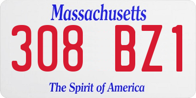 MA license plate 308BZ1