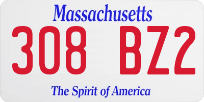 MA license plate 308BZ2