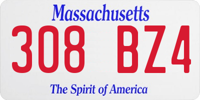 MA license plate 308BZ4