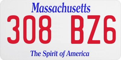 MA license plate 308BZ6