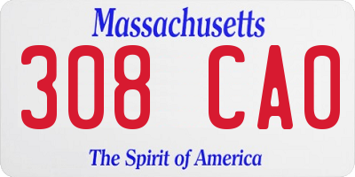 MA license plate 308CA0