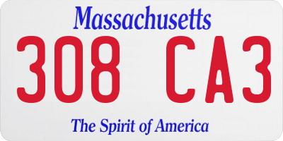 MA license plate 308CA3