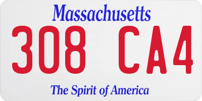 MA license plate 308CA4