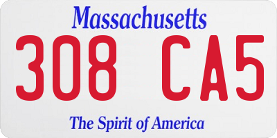 MA license plate 308CA5