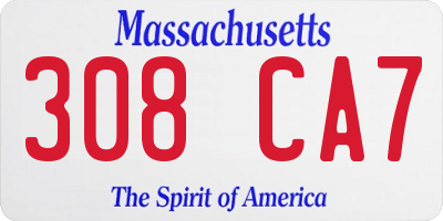MA license plate 308CA7