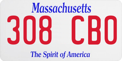 MA license plate 308CB0