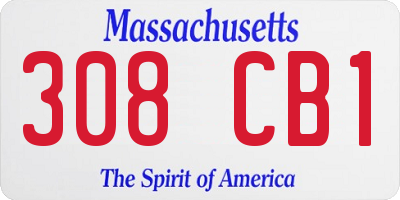 MA license plate 308CB1