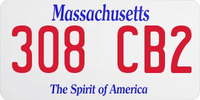 MA license plate 308CB2
