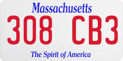 MA license plate 308CB3