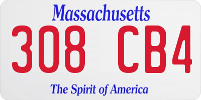 MA license plate 308CB4