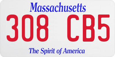 MA license plate 308CB5