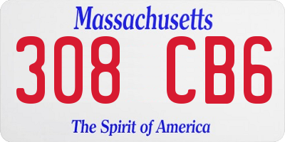 MA license plate 308CB6
