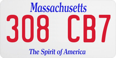 MA license plate 308CB7