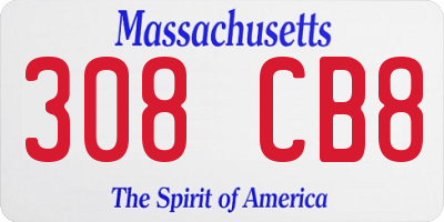 MA license plate 308CB8