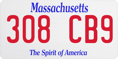 MA license plate 308CB9