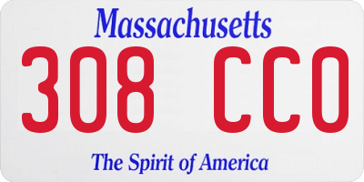 MA license plate 308CC0