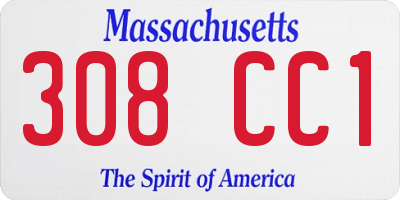 MA license plate 308CC1