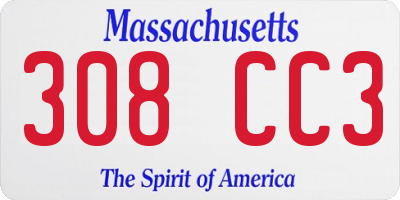 MA license plate 308CC3
