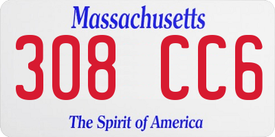 MA license plate 308CC6