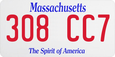 MA license plate 308CC7