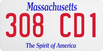 MA license plate 308CD1