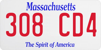 MA license plate 308CD4