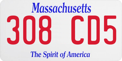 MA license plate 308CD5