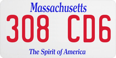 MA license plate 308CD6