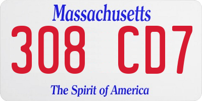 MA license plate 308CD7