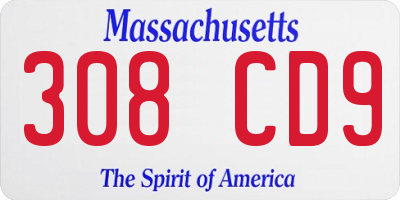 MA license plate 308CD9