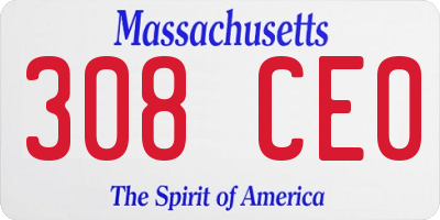 MA license plate 308CE0