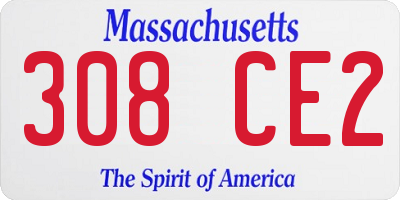 MA license plate 308CE2