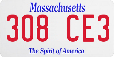 MA license plate 308CE3
