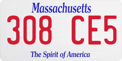 MA license plate 308CE5