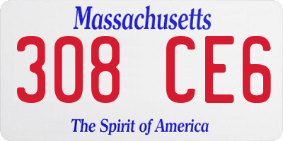 MA license plate 308CE6