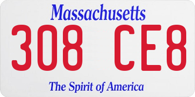 MA license plate 308CE8