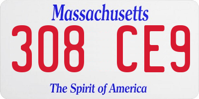 MA license plate 308CE9