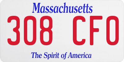 MA license plate 308CF0