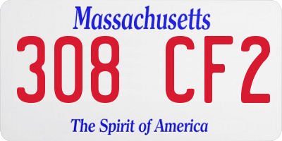 MA license plate 308CF2