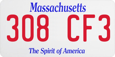 MA license plate 308CF3