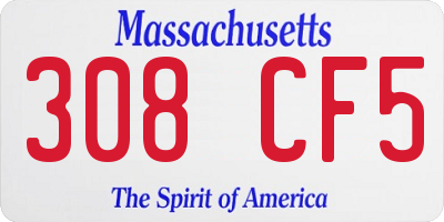 MA license plate 308CF5