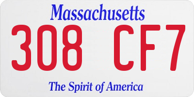 MA license plate 308CF7