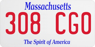 MA license plate 308CG0