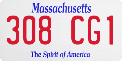 MA license plate 308CG1