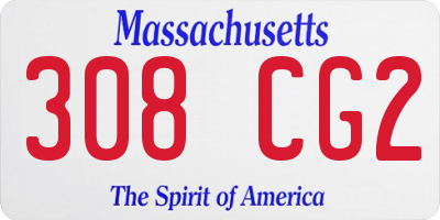 MA license plate 308CG2