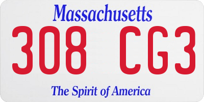 MA license plate 308CG3