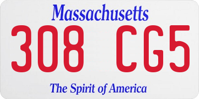 MA license plate 308CG5