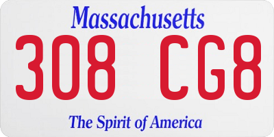 MA license plate 308CG8