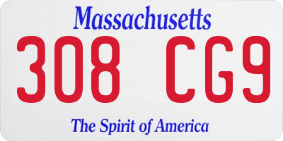 MA license plate 308CG9