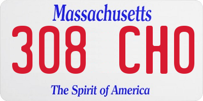 MA license plate 308CH0